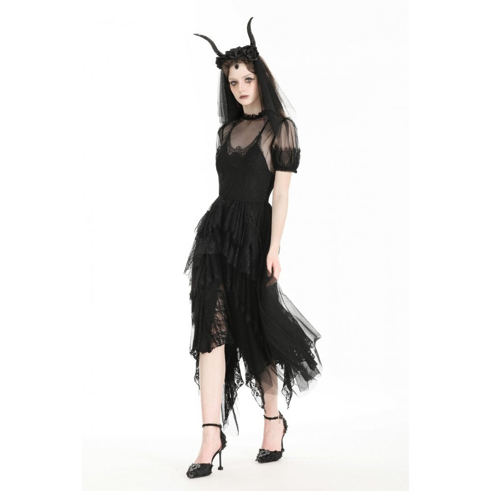 Dark in Love Gothic Womenswear Ember Mesh Layer Dress