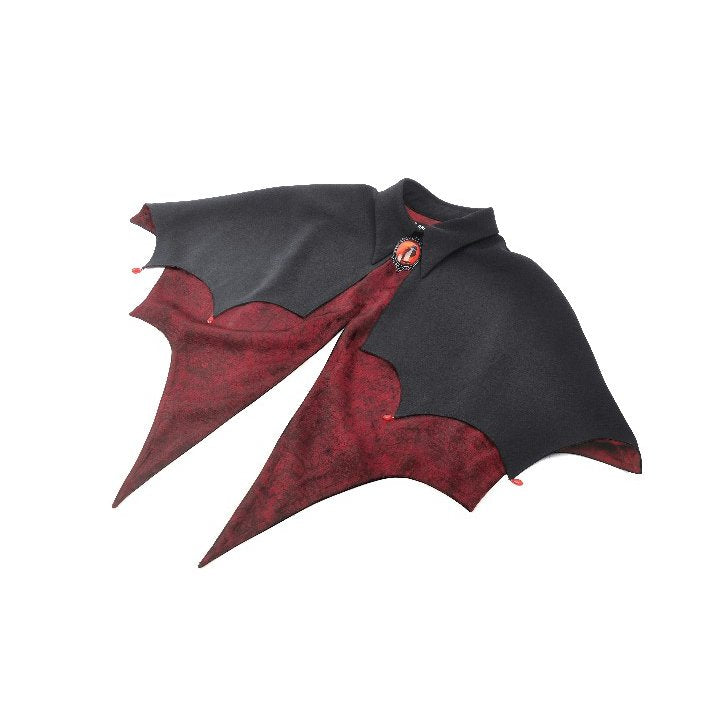 Dark in Love Camazotz Vampire Bat Shaped Capelet in Black and Blood Red