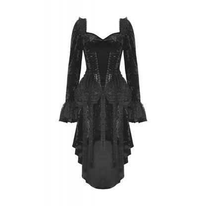 Dark in Love Annalise Gothic Velvet Dovetail Dress - Kate's Clothing