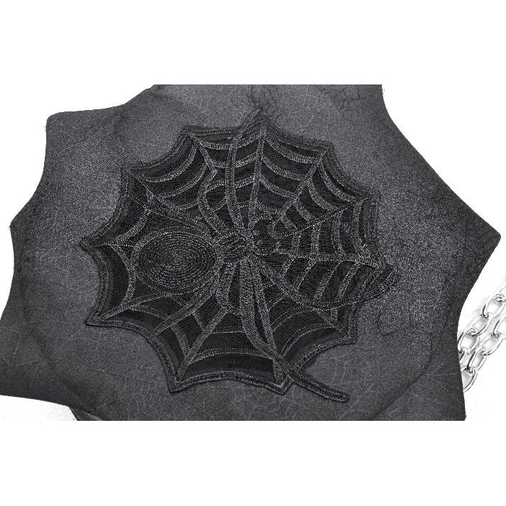 Dark in Love Arachnida Spider and Web Embroidered Shoulder Bag