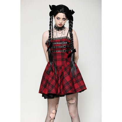 Dark in Love Evelyn Black and Red Tartan Mini Dress